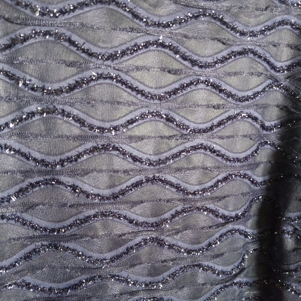 Connected Apparel Elegant Navy Blue Dress with Sheer Sleeves Size 14 - Picture 4 of 11